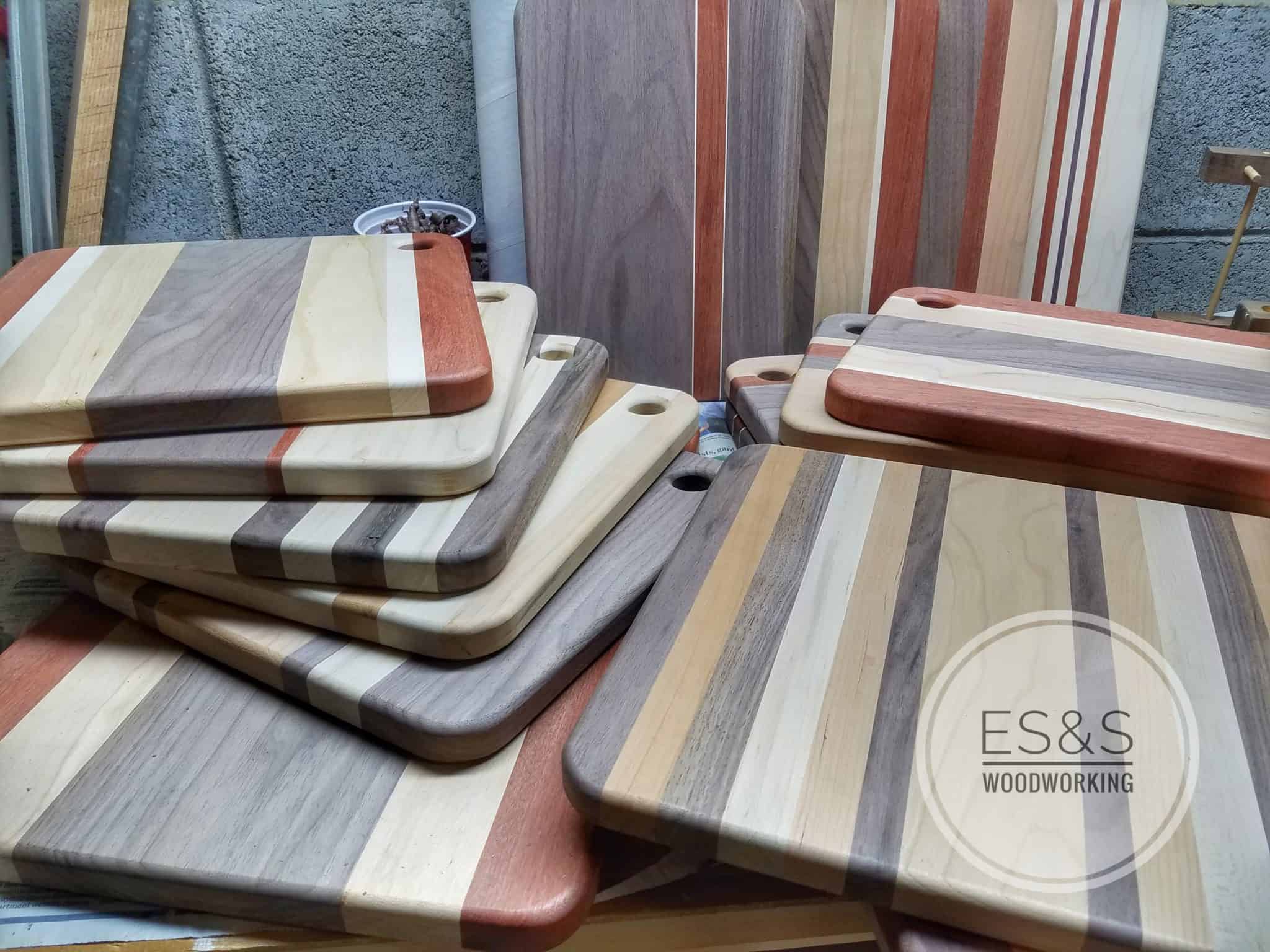 Face grain cutting boards in domestic hardwoods and imported exotic lumber